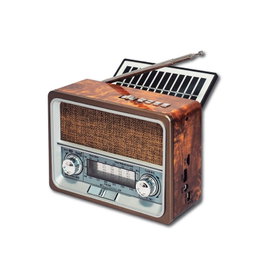 SAMI Radio Sami Vintage 8 bandes en bois avec alimentation solaire et batterie