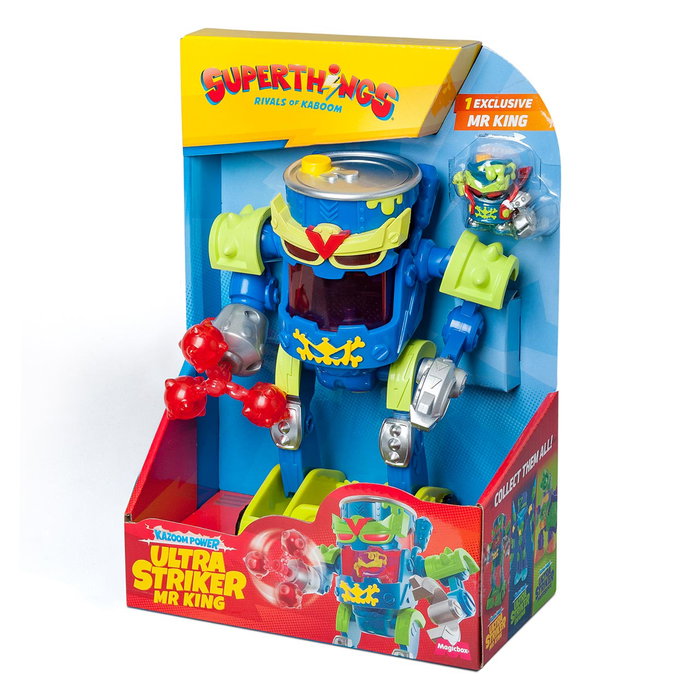 MAGIC BOX Superthings Kaz Power Ultra Striker Mr Kingk Pstsp116In250 - Figurine avec Attaque Spéciale + Figurine Exclusive - Licence SUPERTHINGS