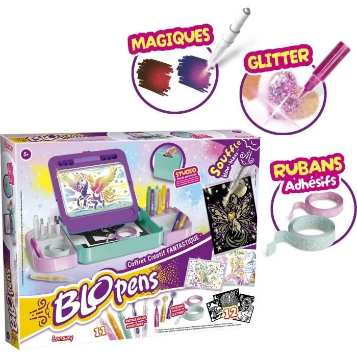 LANSAY Blopens Coffret créatif fantastique avec pochoirs, diamants colorés et chevalet - Studio de dessin pour enfants dès 5 ans LANSAY Blopens Coffret créatif fantastique avec pochoirs, diamants colorés et chevalet - Studio de dessin pour enfants dès 5 ans
