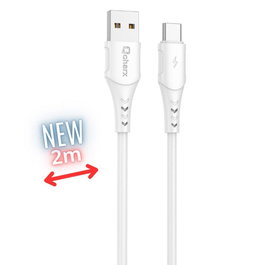 Qcharx Athens Cable USB C 3A 18W 2 m PVC Blanc Charge et Transfert de Données