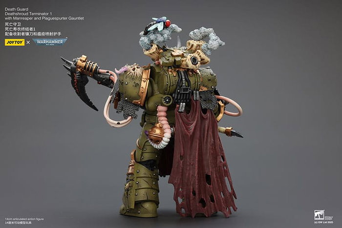 Warhammer 40k figurine 1/18 Death Guard Deathshroud Terminator 1 with Manreaper and Plaguespurter Gauntlet 14 cm