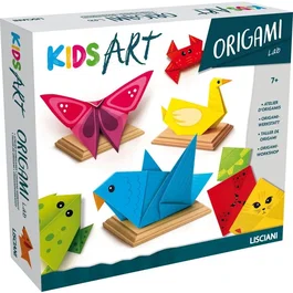 Liscianigiochi KIDS ART Origami Lab - Kit créatif origami avec 105 feuilles colorées, 50 modèles et 4 socles en bois - Jeu éducatif pour enfants dès 7 ans