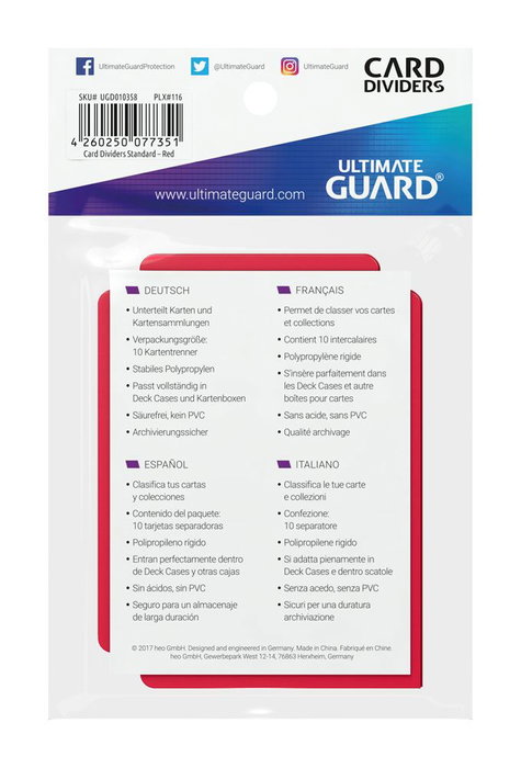 Ultimate Guard Card Dividers Standard Size (10) - Red Ultimate Guard Card Dividers Standard Size (10) - Red
