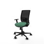 Chaise Yunquera Synchro 4 positions tissu Vert émeraude Maille Noir Base en nylon noir Accoudoir 1D Sans appui-tête Roulettes 65mm nylon