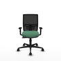 Chaise Yunquera Synchro 4 positions tissu Vert émeraude Maille Noir Base en nylon noir Accoudoir 1D Sans appui-tête Roulettes 65mm nylon