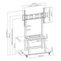 Ewent EW1544 Support sol mobile pour TV 37-100 pouces, charge max 150 kg, VESA, avec étagère