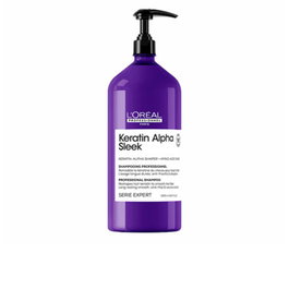L'Oréal Professionnel Shampoing Kératine Alpha Sleek - Shampooing sans sulfates, hydrate, adoucit et lisse les cheveux, contrôle les frisottis, pour tous types de cheveux - 1500 ml