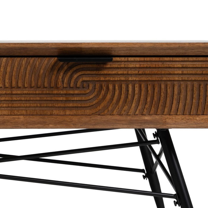 BigBuy Home Table Basse LAGOM Noir Naturel Fer Bois d'hévéa