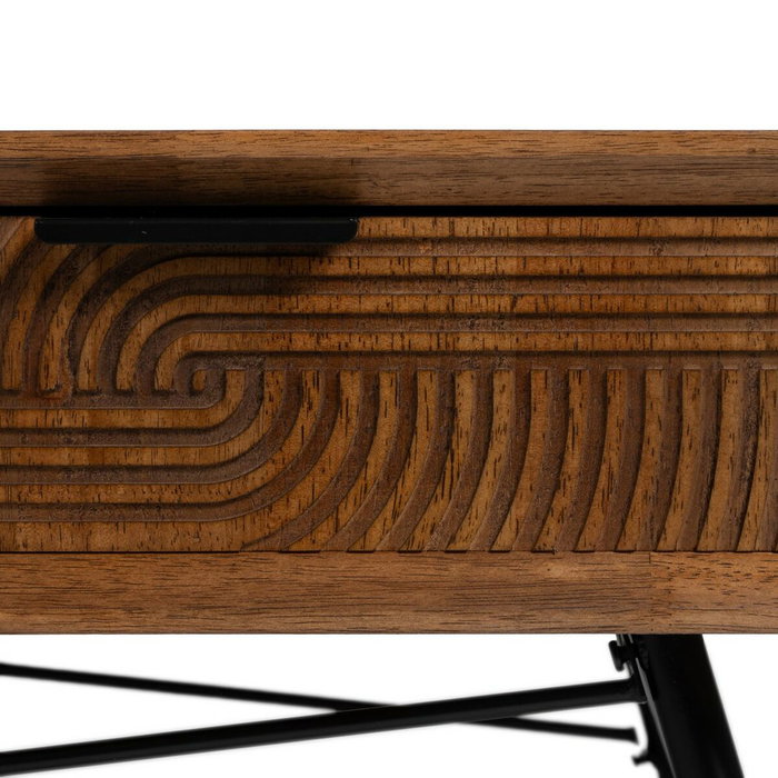 BigBuy Home Table Basse LAGOM Noir Naturel Fer Bois d'hévéa