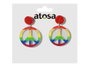 Atosa Boucles d'oreilles rondes multicolores avec symbole de paix