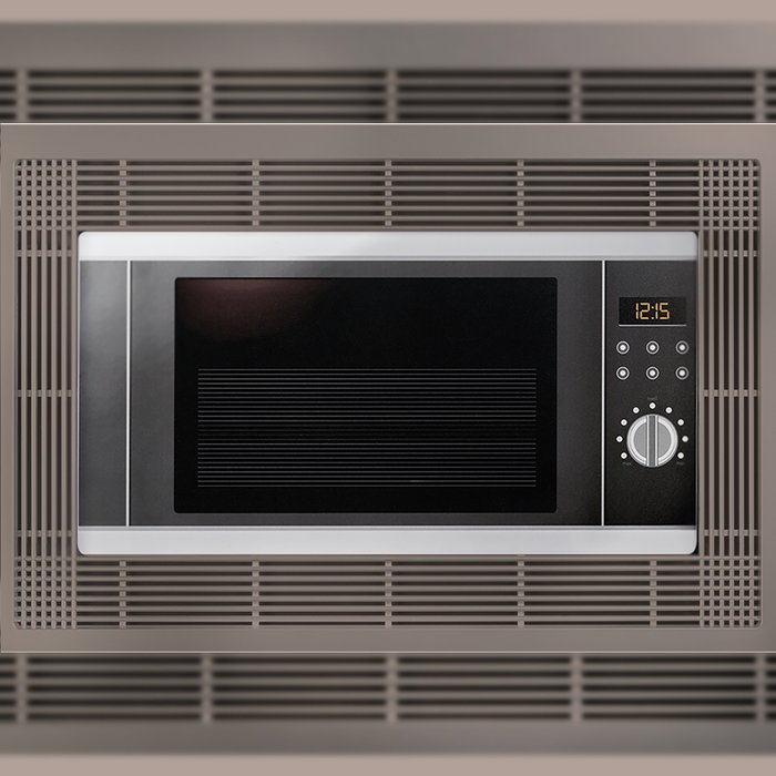 Emuca Cadre pour micro-ondes, à encastrer dans des éléments de cuisine, module 600mm, 600x400mm, Plastique,, Nickel satiné