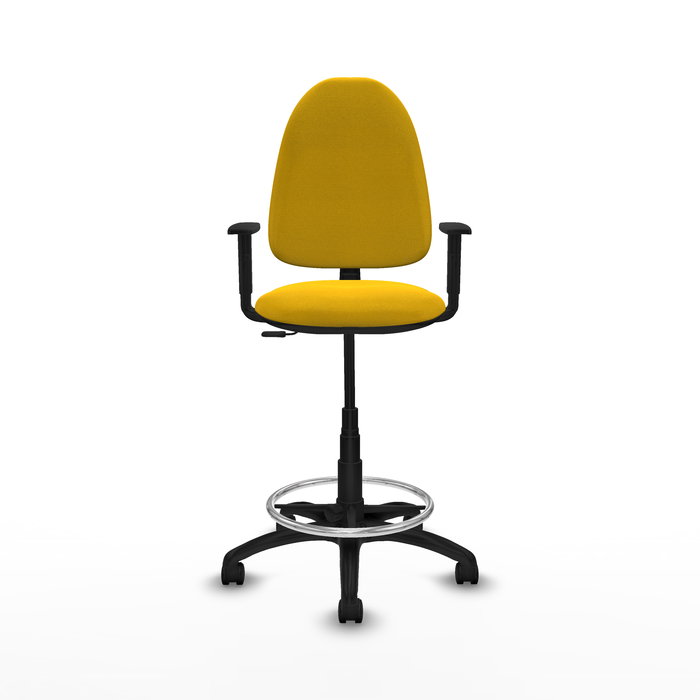 Tabouret Aýna taburete Contact permament de base Tissu Jaune Structure polyamide noire Accoudoir 1D Sans appui-tête Roulettes en nylon 50 mm