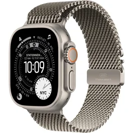 Apple Watch Ultra 3 GPS + Cellular - 49mm - Boîtier Natural Titanium - Bracelet Natural Titanium Milanese Loop - Small