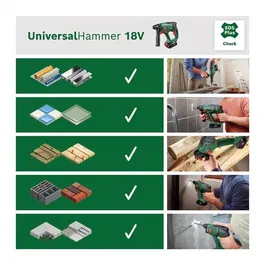 Bosch Perforateur sans fil 18V UniversalHammer - Marteau perforateur à batterie avec système SDS plus, frappe 2.0 J, perçage béton jusqu'à 16 mm