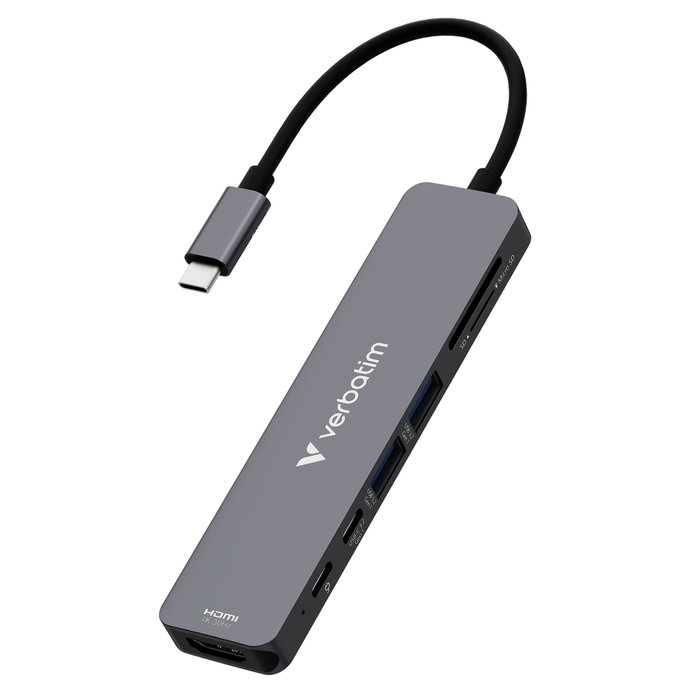Verbatim USB-C Essentials Multiport Hub 7 ports Gris Verbatim USB-C Essentials Multiport Hub 7 ports Gris
