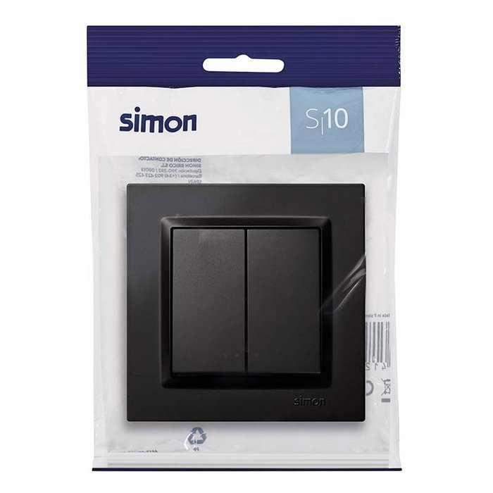 SIMON Double commutateur noir Série 10 F1090397038 SIMON Double commutateur noir Série 10 F1090397038