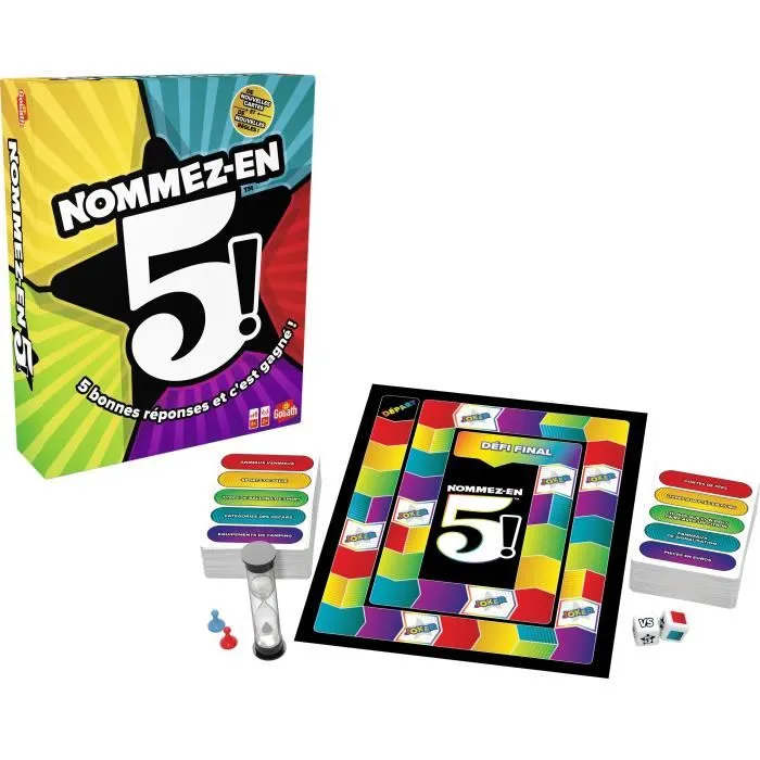 Goliath Jeu d'ambiance Nommez-en-5 - Pour adultes, 2 joueurs ou plus, questions dont on connaît la réponse