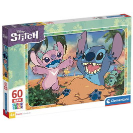 Clementoni Puzzle Maxi Stitch Disney 60 Pièces - Taille Assemblé 62 x 42 cm
