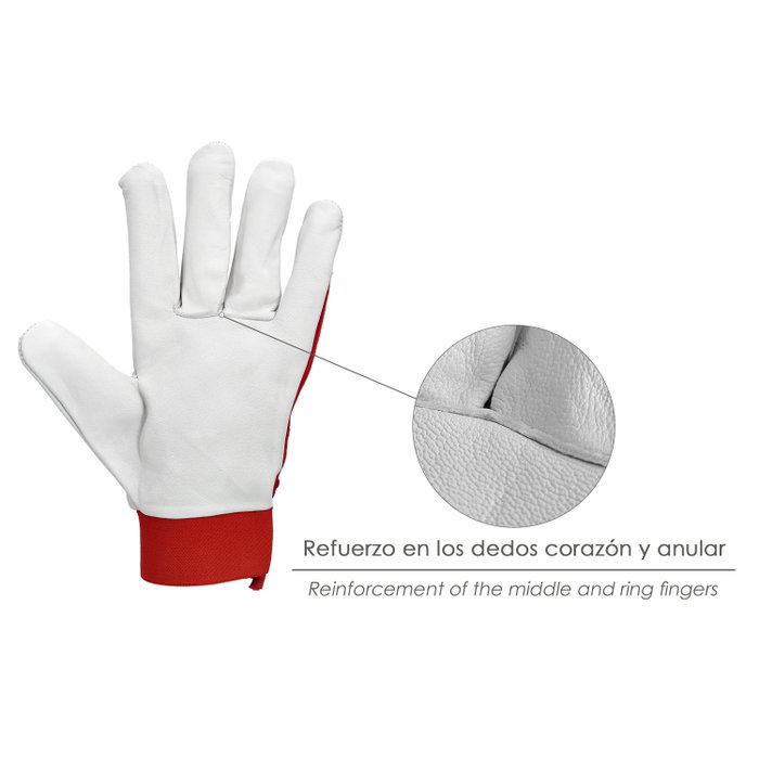 WOLFPACK LINEA PROFESIONAL Gants de travail en cuir et toile 10 pouces avec suspension