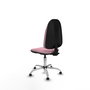 Chaise de bureau Algarra avec mécanisme de contact permanent de base, recouverte de tissu rose. Équipée d'une base chromée, sans accoudoirs et avec butées