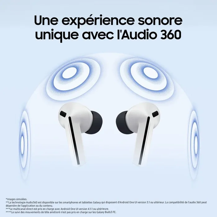Samsung Galaxy Buds3 FE Écouteurs Bluetooth Gris - Réduction de bruit active premium avec Galaxy AI et son personnalisable