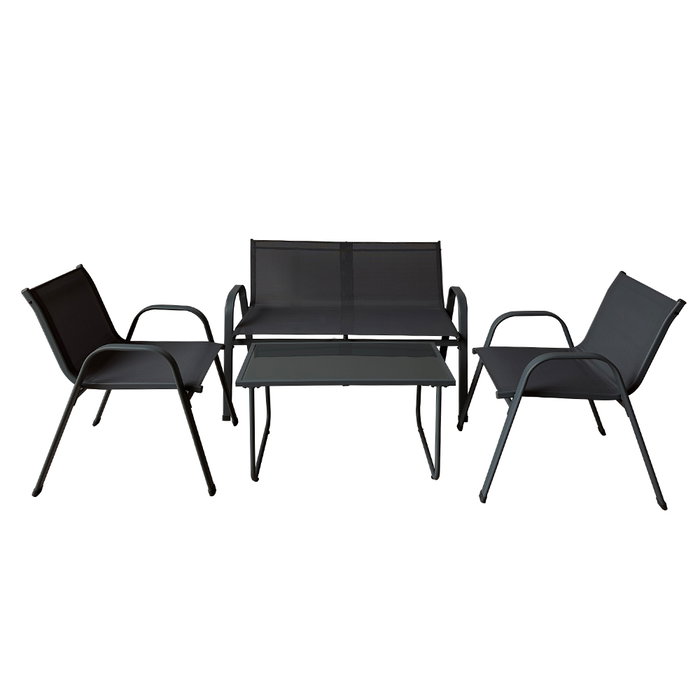 Marbueno 10468 Set Jardin Table et 2 Chaises Pliantes Acier Noir Textilene Marbueno 10468 Set Jardin Table et 2 Chaises Pliantes Acier Noir Textilene