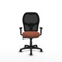 Chaise Alocén Synchrone/Traslack tissu Marron Maille Noir Structure polyamide noire Accoudoir 1D Sans appui-tête Roulettes en nylon 50 mm