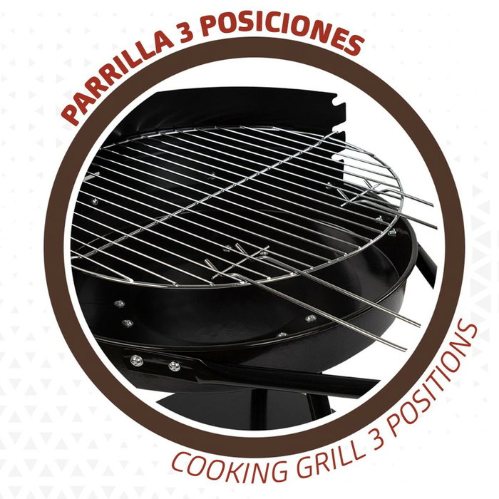 Aktive Barbecue au charbon de bois rond avec roues Noir