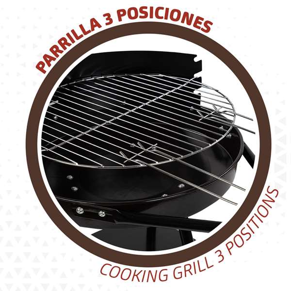Color Baby Aktive - Barbecue charbon de bois rond 42x76,5 cm - Dimensions 42 x 76,5 cm