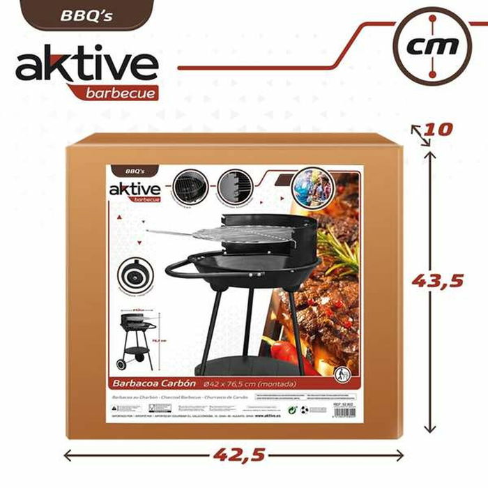 Roues de barbecue au charbon de bois Aktive Textilene 42 x 76,5 cm Noir