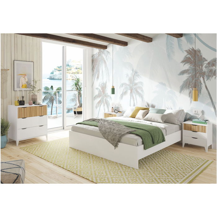 Table de Nuit Forés Blanc Naturel 40 X 33 X 50 cm