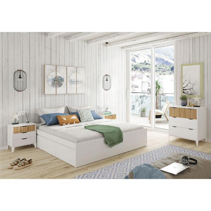 Table de Nuit Forés Blanc Naturel 40 X 33 X 50 cm