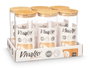 Vivalto Pot rond en verre borosilicate avec couvercle bambou 1,4L 10x20x10cm transparent (Set de 12)