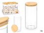 Vivalto Pot rond en verre borosilicate avec couvercle bambou 1,4L 10x20x10cm transparent (Set de 12)
