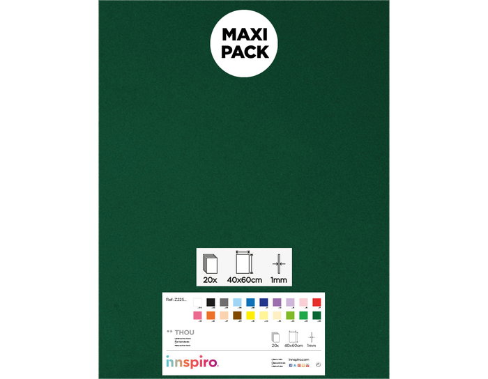 Innspiro Goma EVA vert fort, 20 feuilles de 40x60cm x 1mm Innspiro Goma EVA vert fort, 20 feuilles de 40x60cm x 1mm
