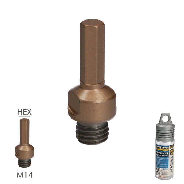 WOLFPACK LINEA PROFESIONAL Adaptateur M14 vers tige hexagonale pour perceuse WOLFPACK LINEA PROFESIONAL Adaptateur M14 vers tige hexagonale pour perceuse