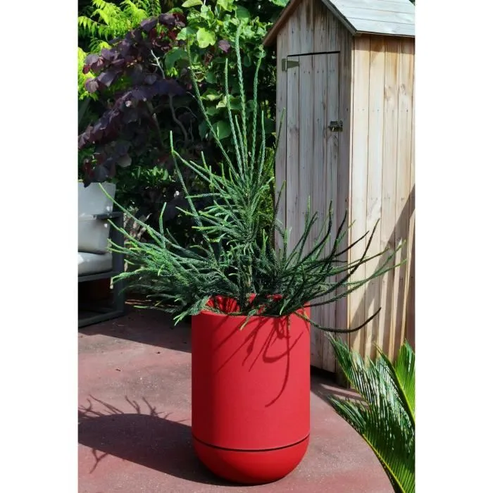RIVIERA Pot de Fleurs Granit Tulipe 28 L Rouge - Diamètre 40 cm, Hauteur 57 cm
