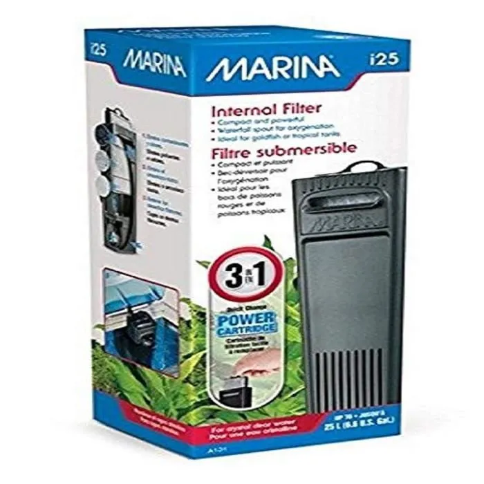 Marina i25 - Filtre submersible pour aquarium jusqu'à 25 litres - 3 étapes de filtration (mécanique, biologique, chimique)