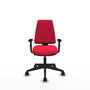 Chaise Elche Contact permament de base Tissu Rouge Base pyramidale noire Accoudoir 1D Sans appui-tête Roulettes 65mm nylon