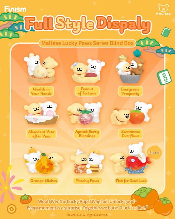Funism Maltese Blind Box présentoir mini-figurines Lucky Paws Series (8)