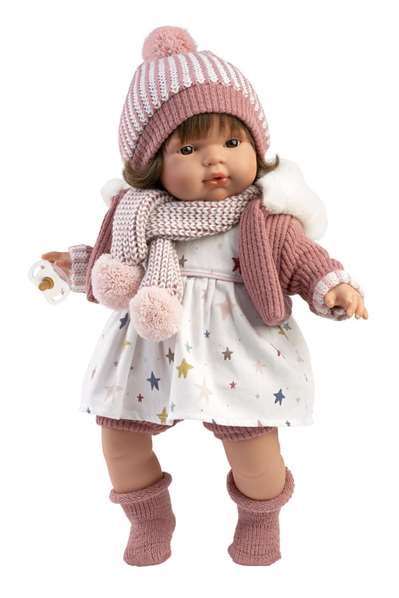 Llorens - Muñeca Lola Llorona 38 cm - Poupée parlante en tissu avec mécanisme sonore - Langue espagnole