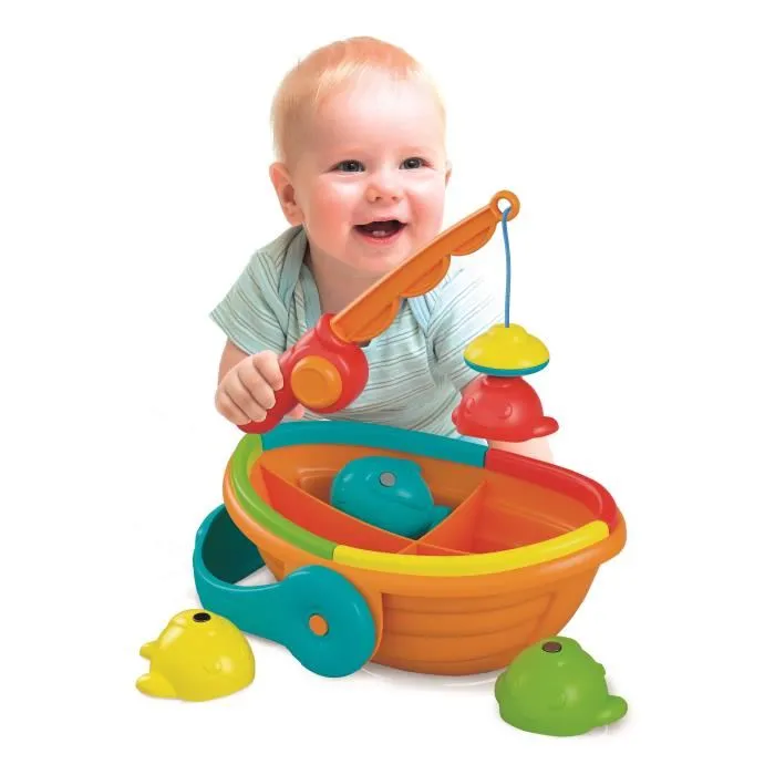 Clementoni La pêche à la ligne - Jeu de canne à pêche magnétique éducatif avec 4 poissons et bateau flottant - Jouet d'éveil pour enfants à partir de 3 ans