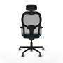 Piqueras y Crespo Chaise de Bureau avec Appui-tête 2D036G2 Gris Vert pétrole
