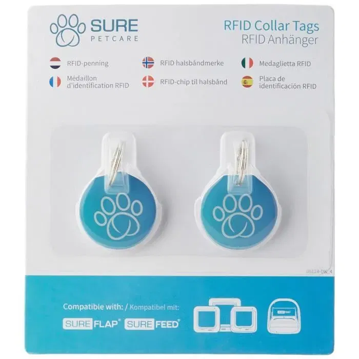 SureFlap Médaillon d'Identification Radiofréquence pour Chat Adulte - Lot de 2 - Compatible Extérieur
