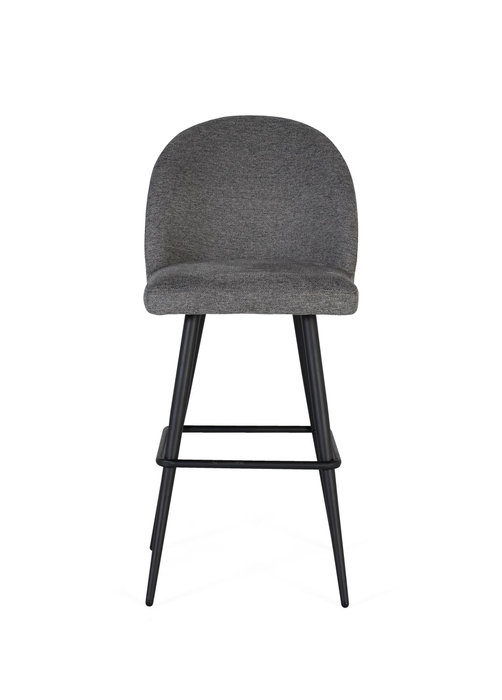 Tabouret de Bar GINER Y COLOMER Tapiza2 - Lot de 2 Tabourets Gris avec Assise Acolchada, Pieds en Acier Tubulaire Noir, Dimensions: Assise 48x43 cm, Dos 35x50 cm