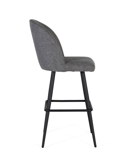 Tabouret de Bar GINER Y COLOMER Tapiza2 - Lot de 2 Tabourets Gris avec Assise Acolchada, Pieds en Acier Tubulaire Noir, Dimensions: Assise 48x43 cm, Dos 35x50 cm