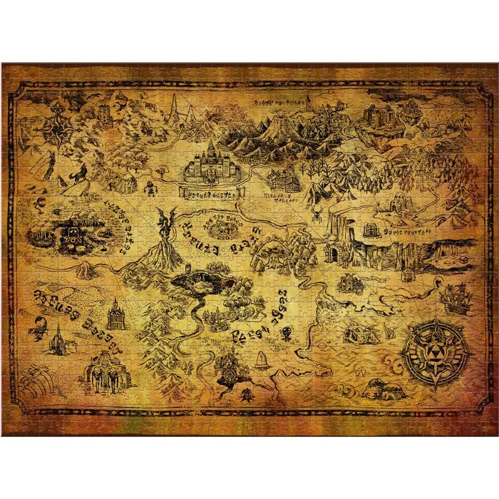 Winning Moves Puzzle The Legend of Zelda Hyrule - Puzzle Cartographique - 1000 Pièces - Dès 10 Ans