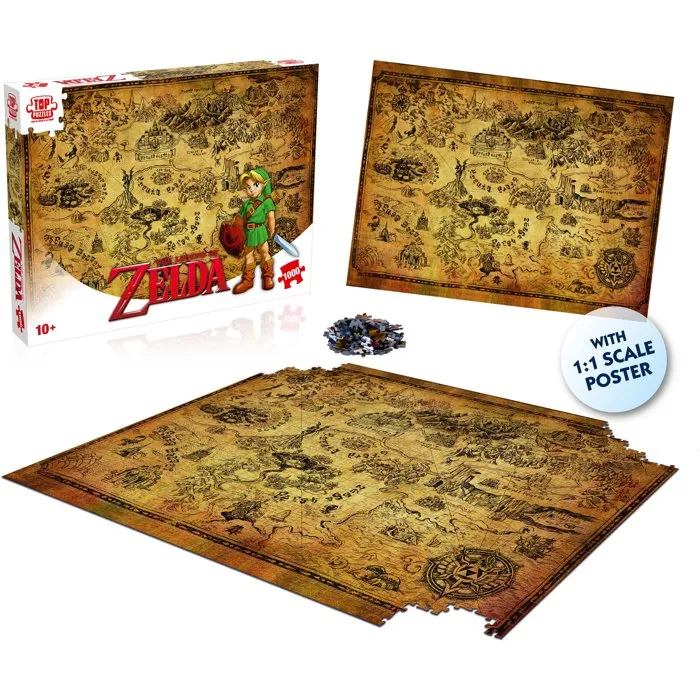 Winning Moves Puzzle The Legend of Zelda Hyrule - Puzzle Cartographique - 1000 Pièces - Dès 10 Ans