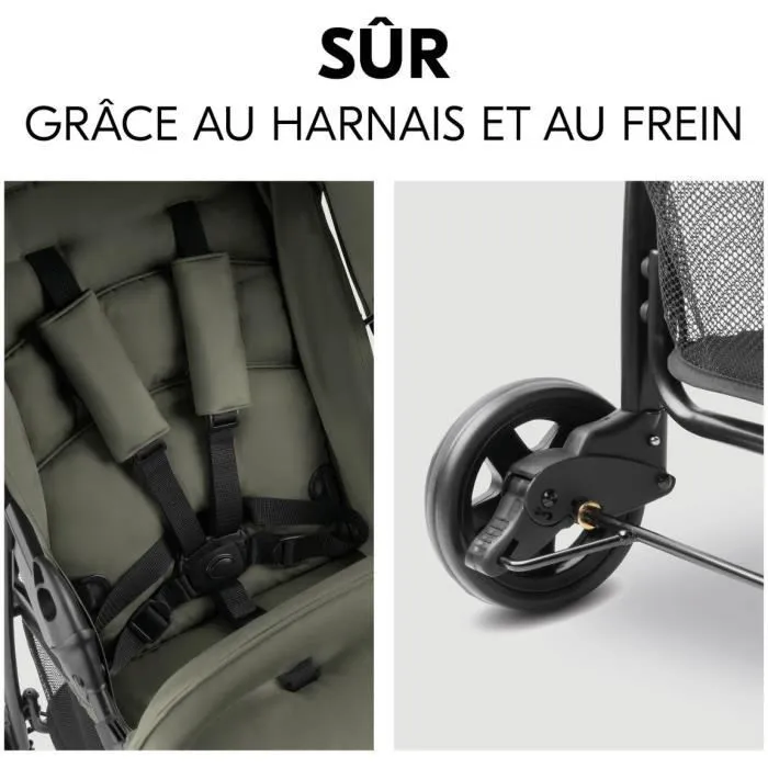 Hauck Poussette Canne Sport Pliable et Inclinable avec Capote Pare-Soleil, 4 Roues Pivotantes, Siège jusqu'à 15 kg - Modèle Olive