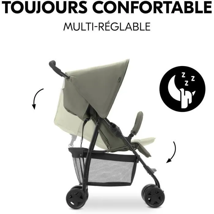 Hauck Poussette Canne Sport Pliable et Inclinable avec Capote Pare-Soleil, 4 Roues Pivotantes, Siège jusqu'à 15 kg - Modèle Olive